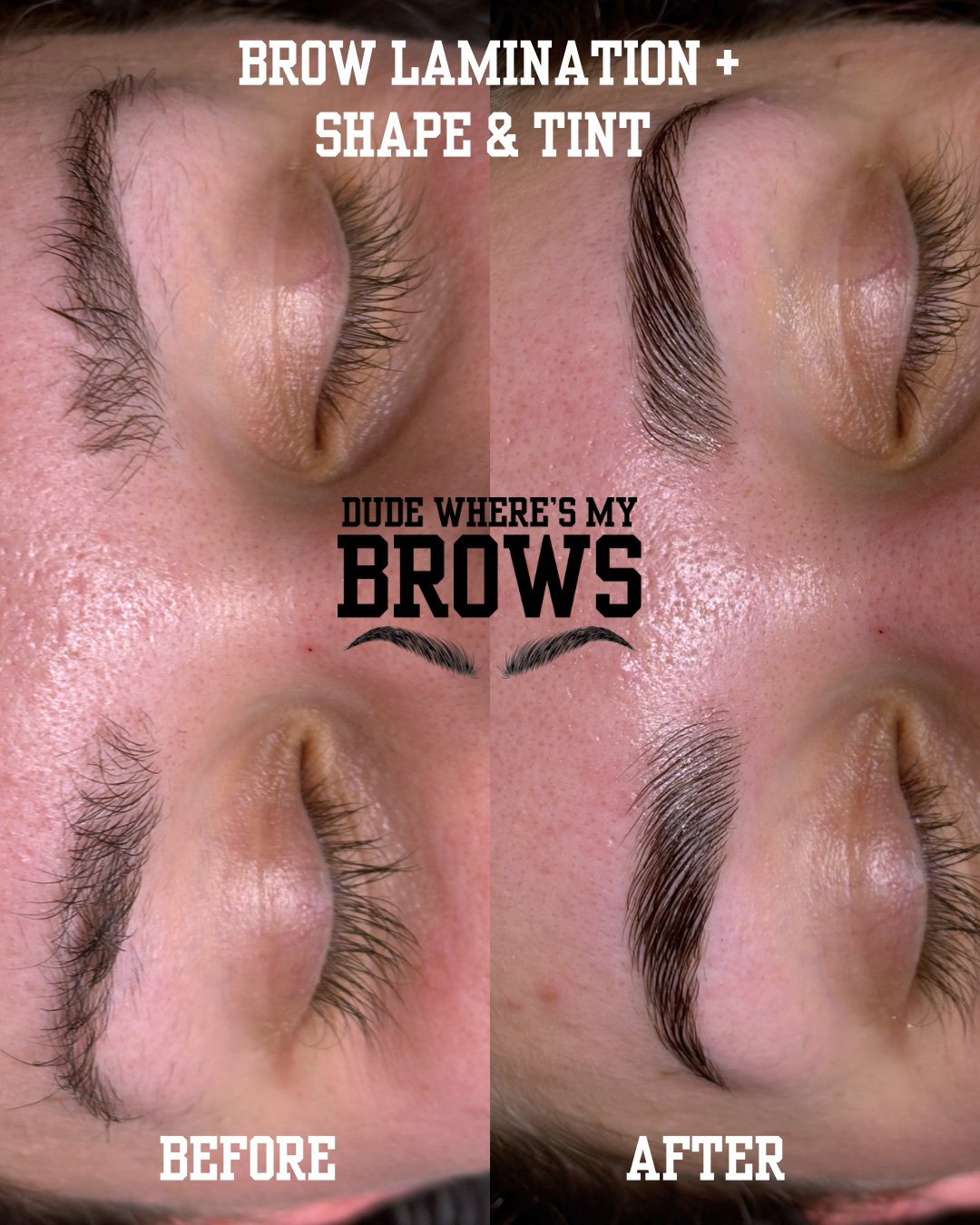 Before and after: brow lamination, shape and tint