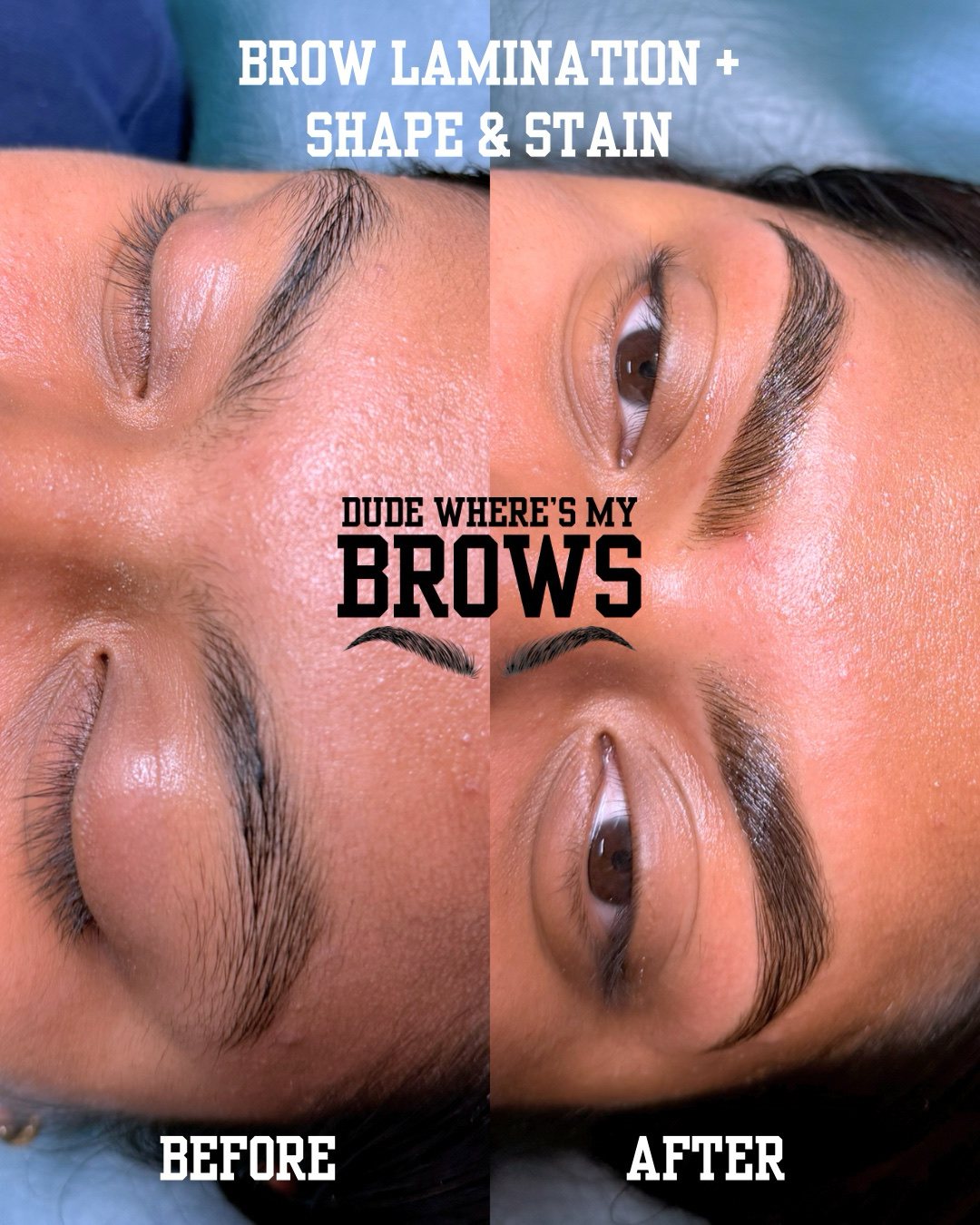Before and after: brow lamination, shape and stain